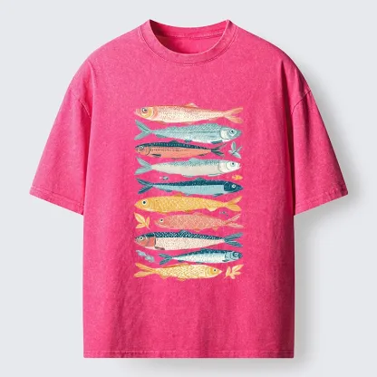 Tokyo-Tiger Beautiful Colorful Fish In The Sea Washed T-Shirt