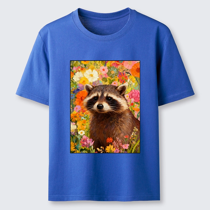 Tokyo-Tiger Raccoon Among Bright Flowers Classic T-Shirt