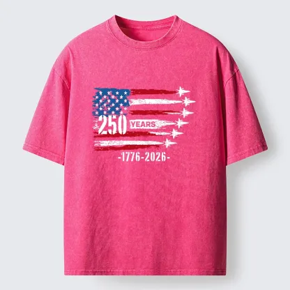 Tokyo-Tiger 250 Years Strong American Flag Washed T-Shirt
