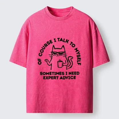Tokyo-Tiger Cool Cat Needs Expert Self Advice Washed T-Shirt