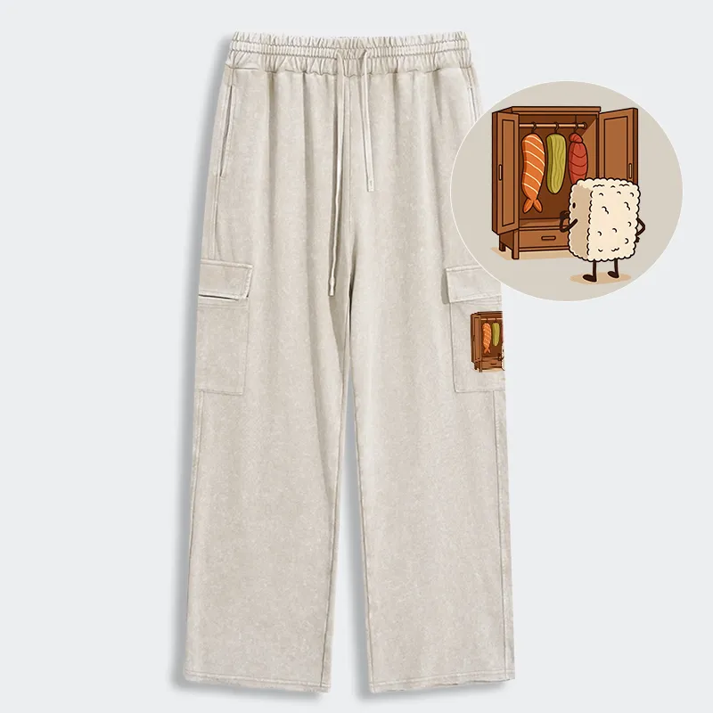 Tokyo-Tiger Sushi Pick Out Clothes Washed Utility Sweatpants