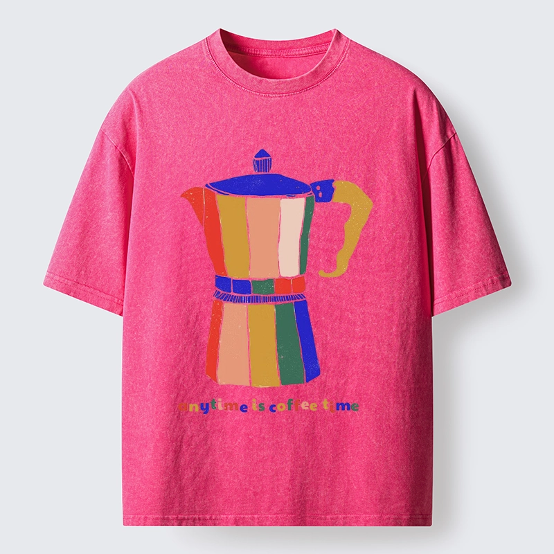 Tokyo-Tiger Colorful Moka Pot Brews Great Coffee Washed T-Shirt