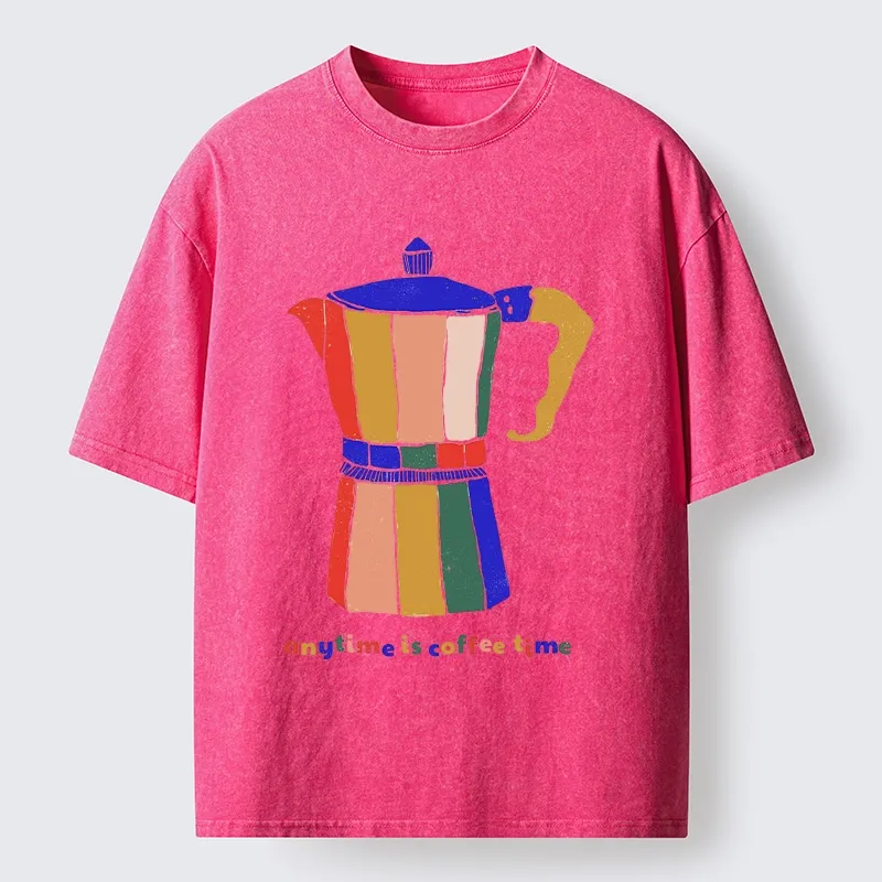 Tokyo-Tiger Colorful Moka Pot Brews Great Coffee Washed T-Shirt