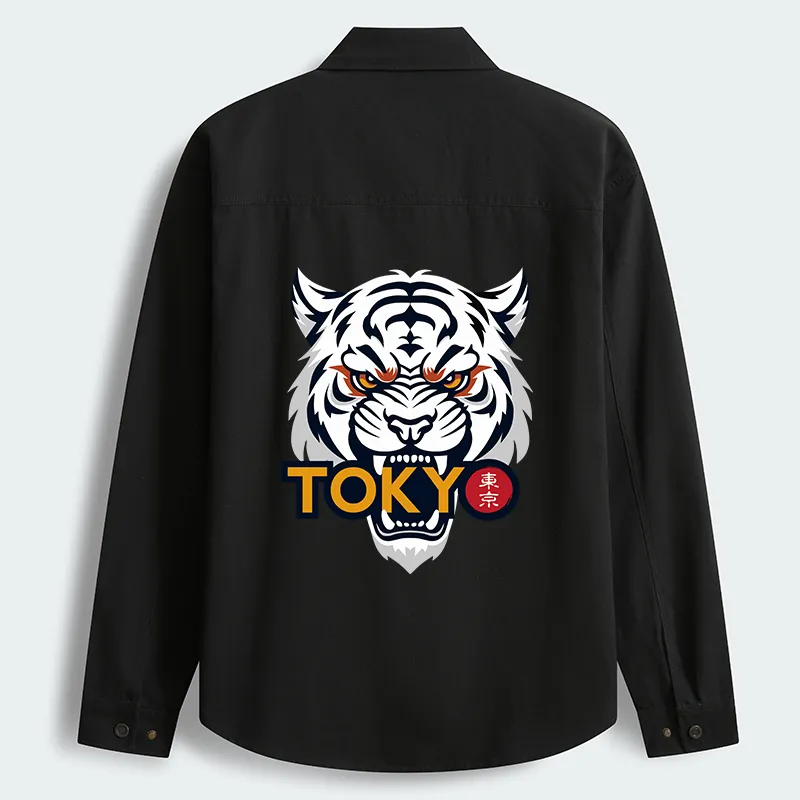 Tokyo-Tiger Logo Men's Corduroy Work Jacket