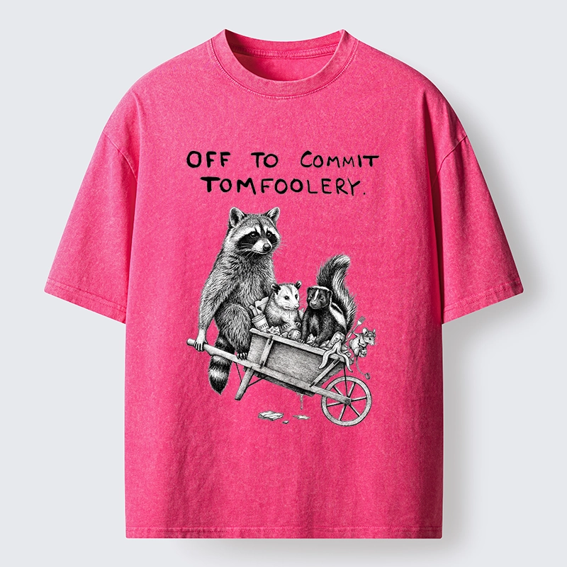 Tokyo-Tiger Raccoon Crew On A Mission Washed T-Shirt