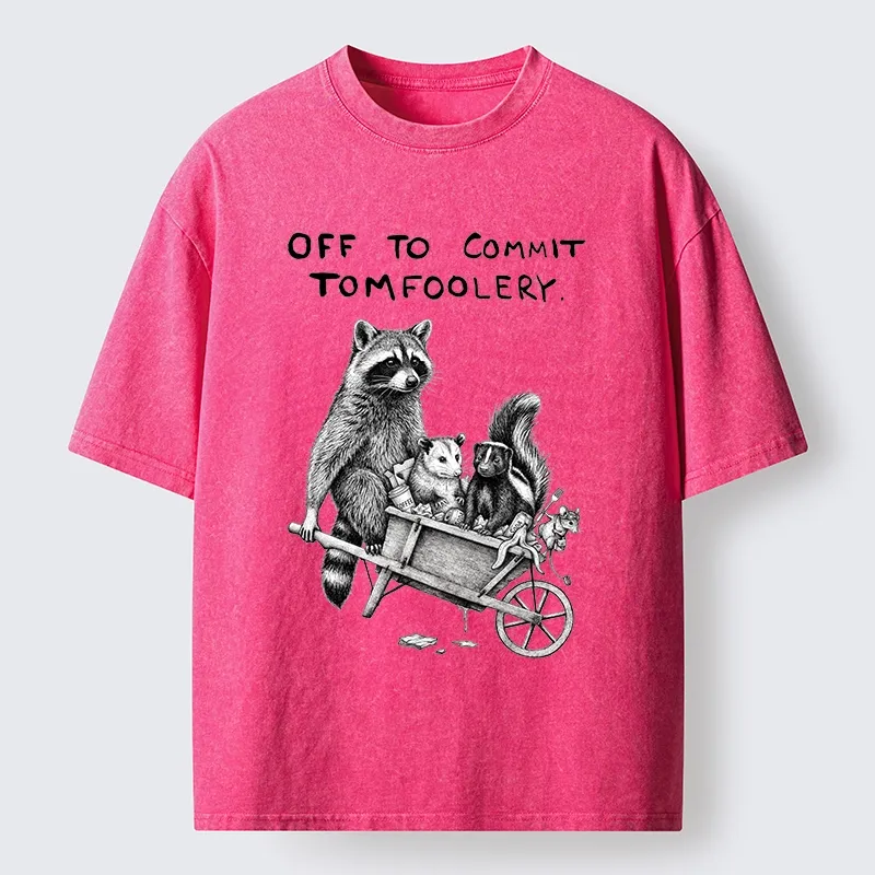 Tokyo-Tiger Raccoon Crew On A Mission Washed T-Shirt