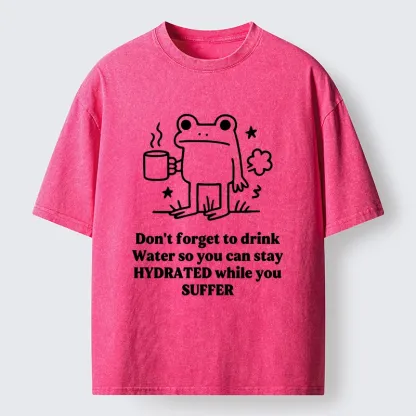Tokyo-Tiger Frog Says Drink Water Washed T-Shirt