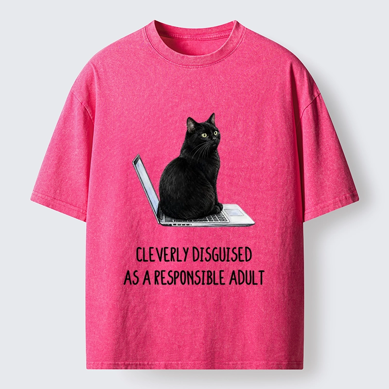 Tokyo-Tiger Cat Pretending To Be Adult Washed T-Shirt