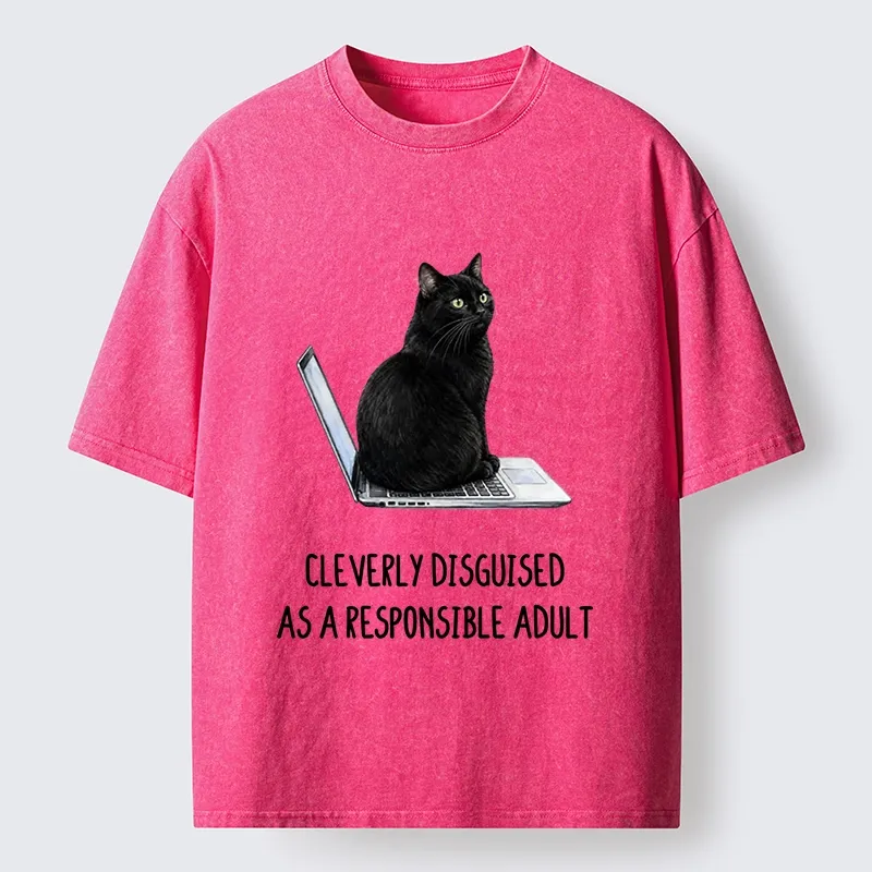 Tokyo-Tiger Cat Pretending To Be Adult Washed T-Shirt
