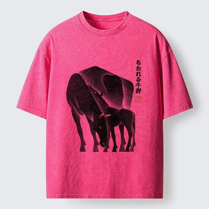 Tokyo-Tiger Zen Art Of Two Horses Washed T-Shirt