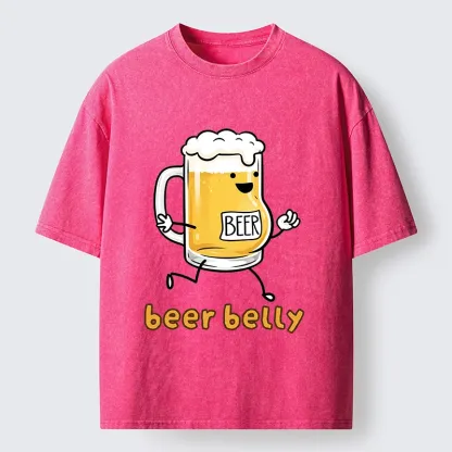 Tokyo-Tiger Walking Beer Mug With A Beer Belly Washed T-Shirt