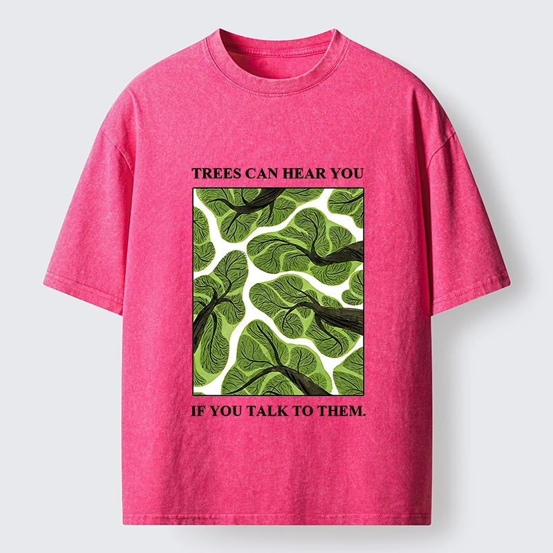 Tokyo-Tiger Calm Nature Print Trees Listen To You Washed T-Shirt