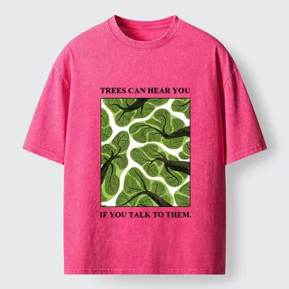 Tokyo-Tiger Calm Nature Print Trees Listen To You Washed T-Shirt