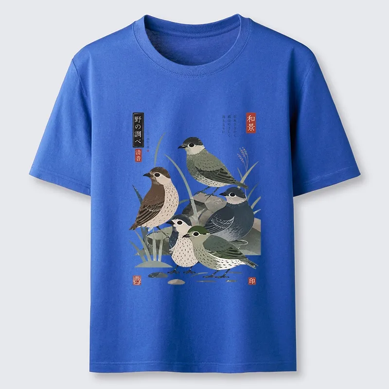 Tokyo-Tiger Cute Little Birds Japanese Folk Print Classic T-Shirt