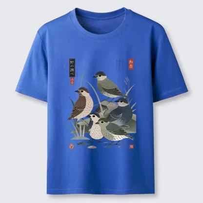 Tokyo-Tiger Cute Little Birds Japanese Folk Print Classic T-Shirt