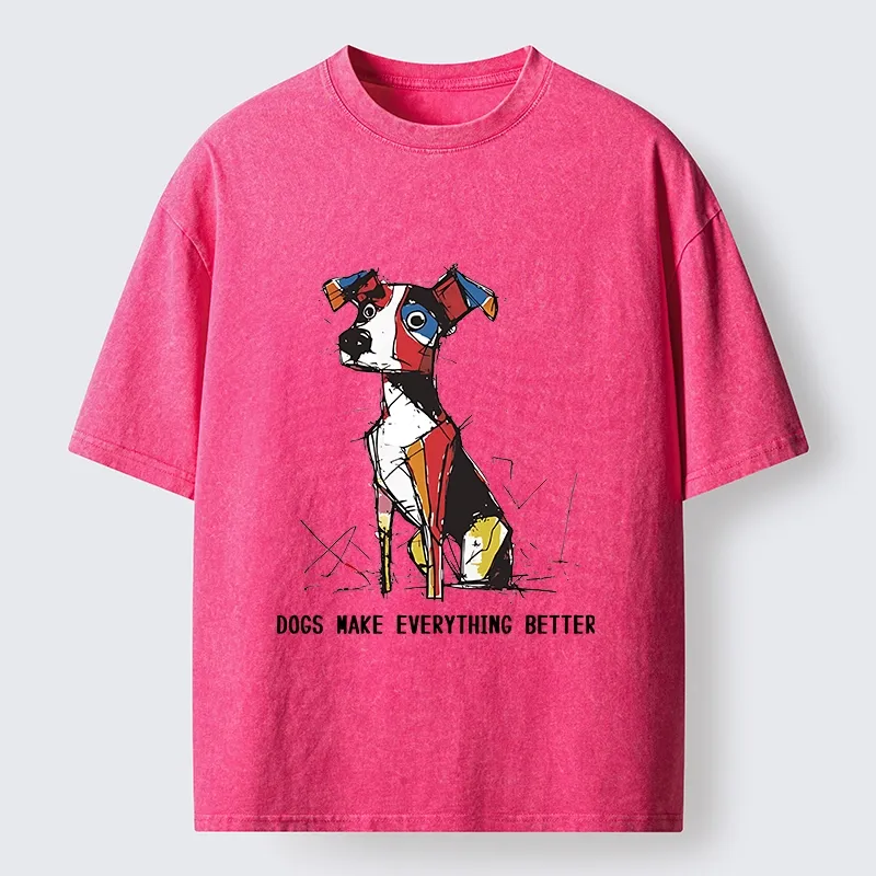 Tokyo-Tiger Colorful Puppy Street Art Graphic Washed T-Shirt