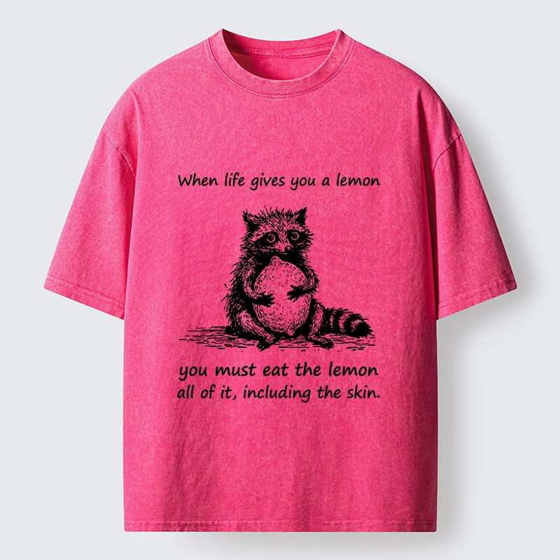 Tokyo-Tiger Sour Lemon Raccoon Funny Meme Washed T-Shirt