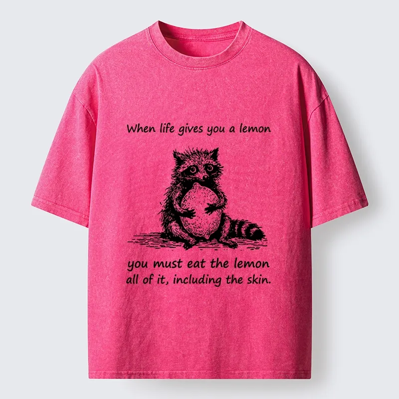 Tokyo-Tiger Sour Lemon Raccoon Funny Meme Washed T-Shirt