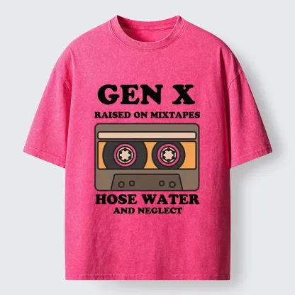 Tokyo-Tiger Retro Childhood GenX Cassette Tape Washed T-Shirt
