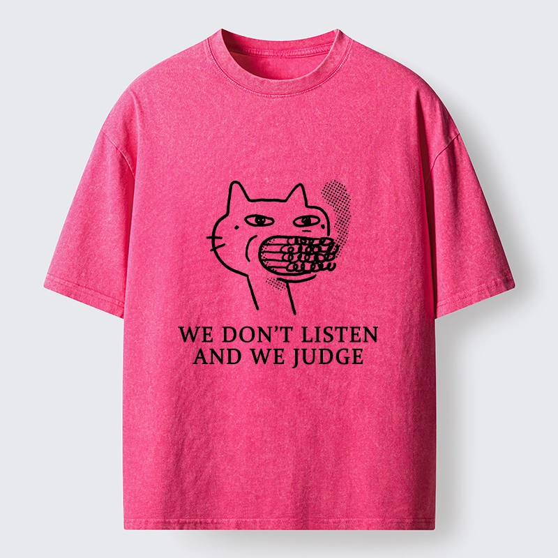 Tokyo-Tiger Funny Judging Cat Sketch Meme Washed T-Shirt