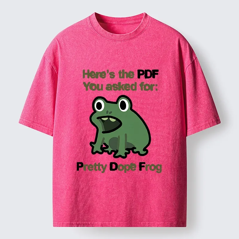 Tokyo-Tiger Funny Office PDF Frog Meme Washed T-Shirt