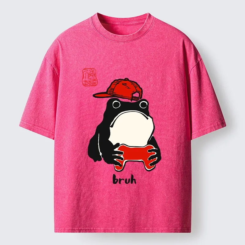 Tokyo-Tiger Funny Meme Bruh Street Frog Washed T-Shirt