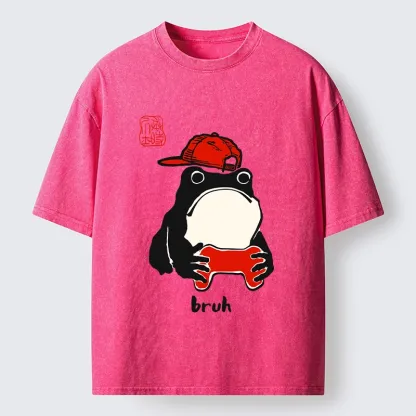 Tokyo-Tiger Funny Meme Bruh Street Frog Washed T-Shirt
