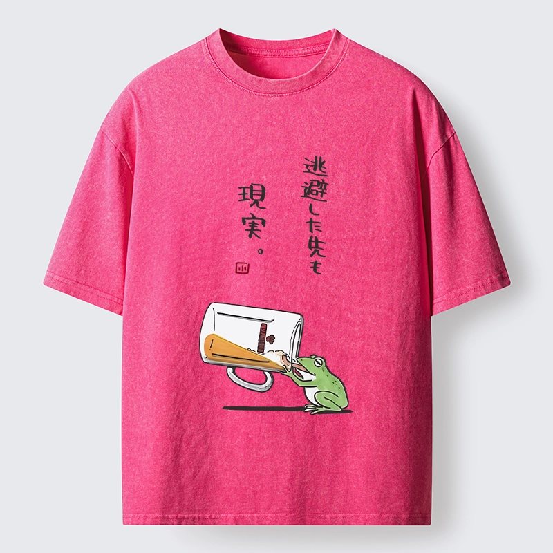Tokyo-Tiger Chill Escape Frog Sake Graphic Washed T-Shirt
