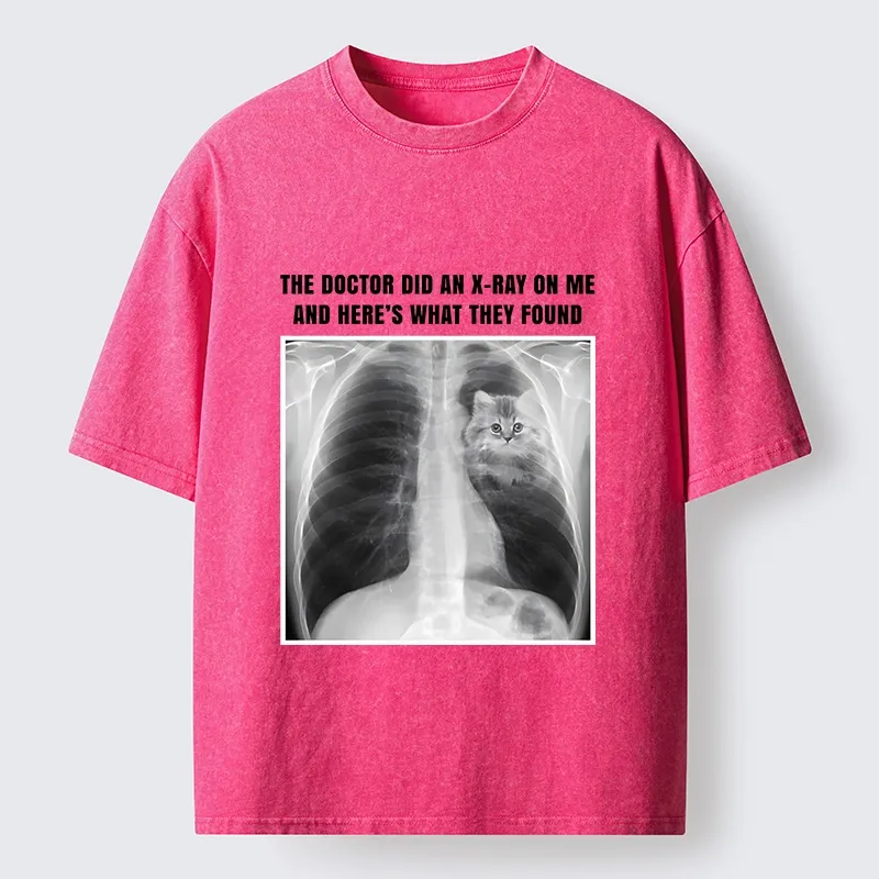Tokyo-Tiger Relatable Cat Lover X Ray Joke Graphic Washed T-Shirt