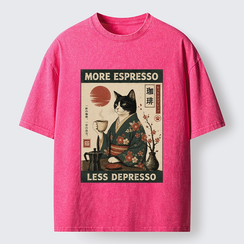 Tokyo-Tiger Funny Meme Kimono Cat Coffee Poster Washed T-Shirt