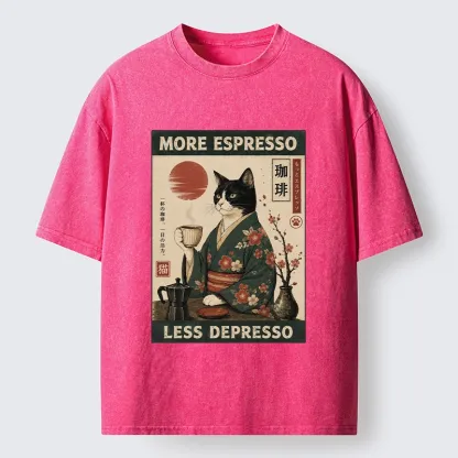 Tokyo-Tiger Funny Meme Kimono Cat Coffee Poster Washed T-Shirt
