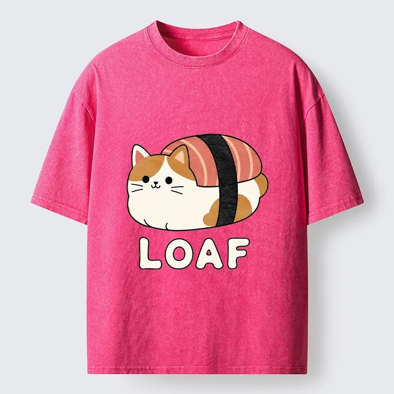 Tokyo-Tiger Cute Tuna Sushi Kitty Loaf Art Washed T-Shirt