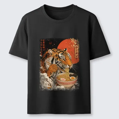 Tokyo-Tiger Ukiyoe Japan Tiger Eating Ramen Classic T-Shirt