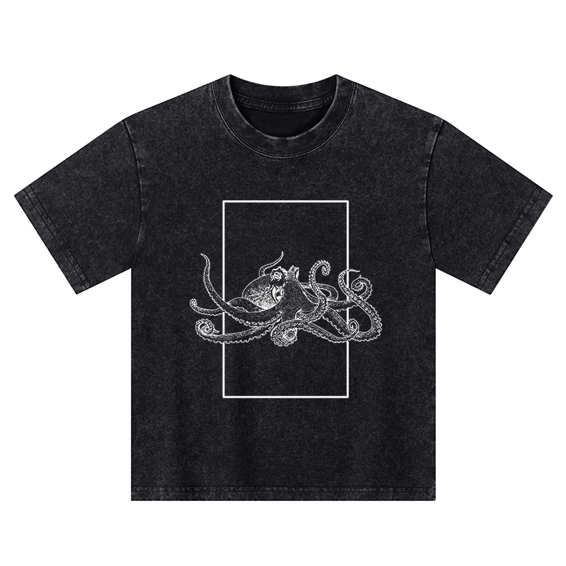 Tokyo-Tiger Japanese Giant Octopus Kids Washed T-Shirt