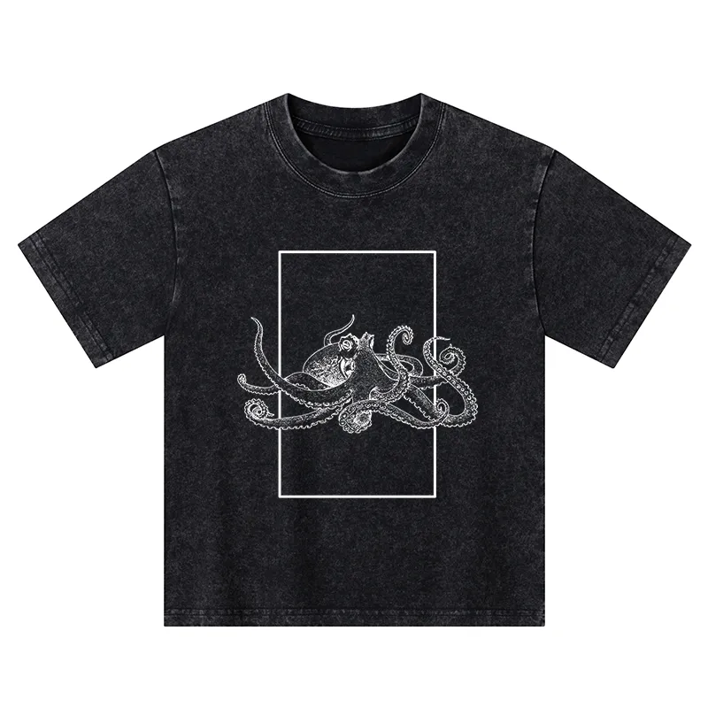 Tokyo-Tiger Japanese Giant Octopus Kids Washed T-Shirt