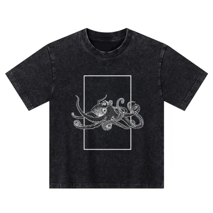 Tokyo-Tiger Japanese Giant Octopus Kids Washed T-Shirt
