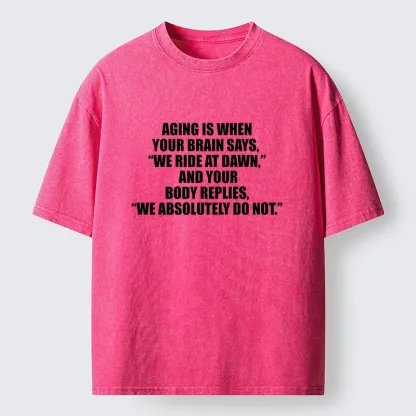 Tokyo-Tiger Funny Aging Brain Body Meme Washed T-Shirt
