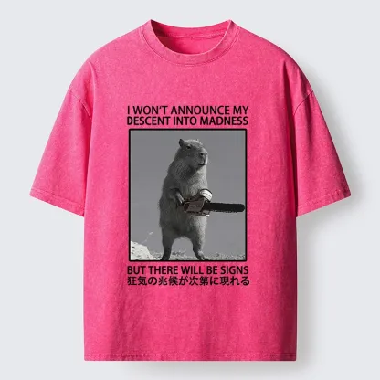 Tokyo-Tiger Funny Meme Chainsaw Capybara Madness Washed T-Shirt
