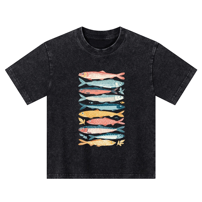 Tokyo-Tiger Beautiful Colorful Fish In The Sea Kids Washed T-Shirt