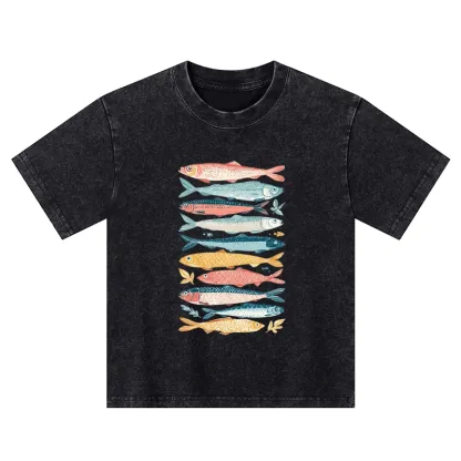 Tokyo-Tiger Beautiful Colorful Fish In The Sea Kids Washed T-Shirt