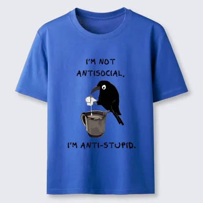 Tokyo-Tiger Cool Crow Sips Calm Coffee Alone Classic T-Shirt
