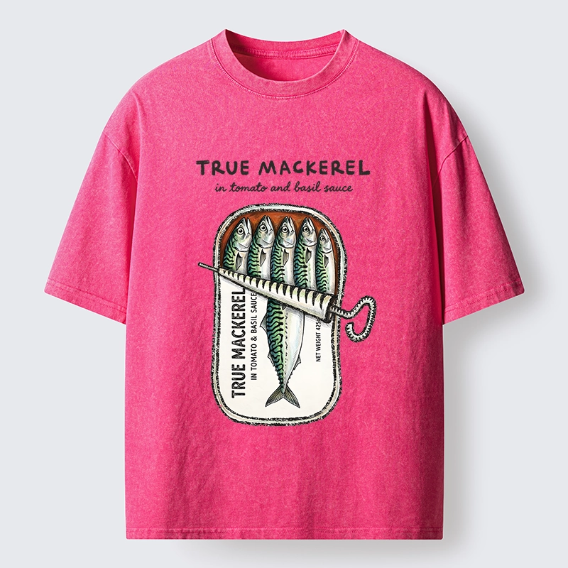 Tokyo-Tiger Funny Meme Vintage Seafood Can Graphic Washed T-Shirt
