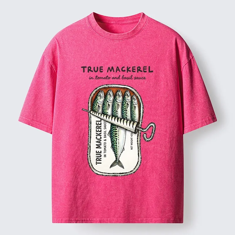 Tokyo-Tiger Funny Meme Vintage Seafood Can Graphic Washed T-Shirt