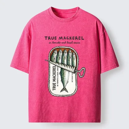 Tokyo-Tiger Funny Meme Vintage Seafood Can Graphic Washed T-Shirt