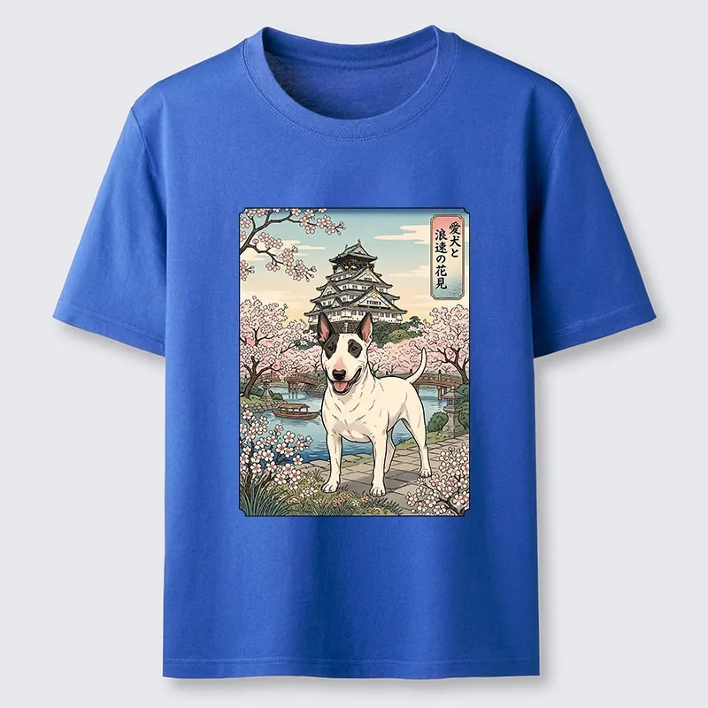 Tokyo-Tiger Ukiyo-e Bull Terrier Cherry Blossom Art Classic T-Shirt