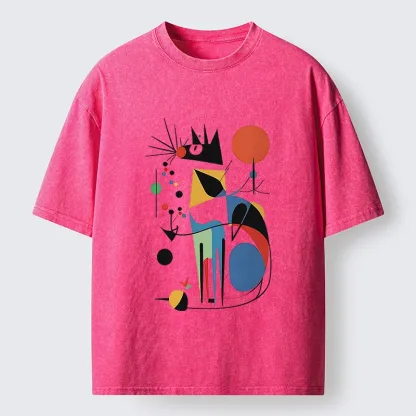 Tokyo-Tiger Abstract Colorful Cat Art Washed T-Shirt