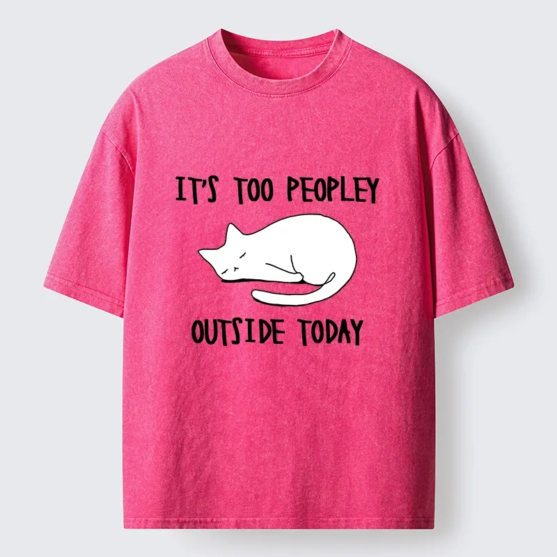 Tokyo-Tiger Funny Meme Quiet Lazy Cat Minimal Line Art Washed T-Shirt