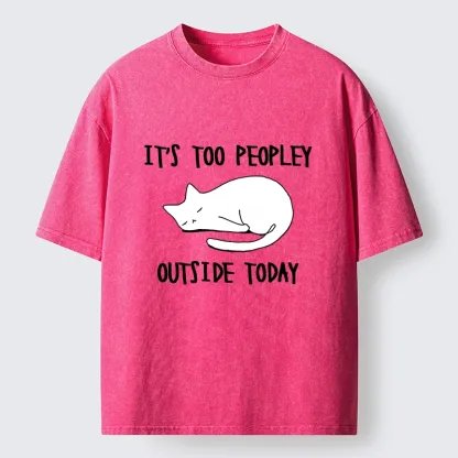 Tokyo-Tiger Funny Meme Quiet Lazy Cat Minimal Line Art Washed T-Shirt