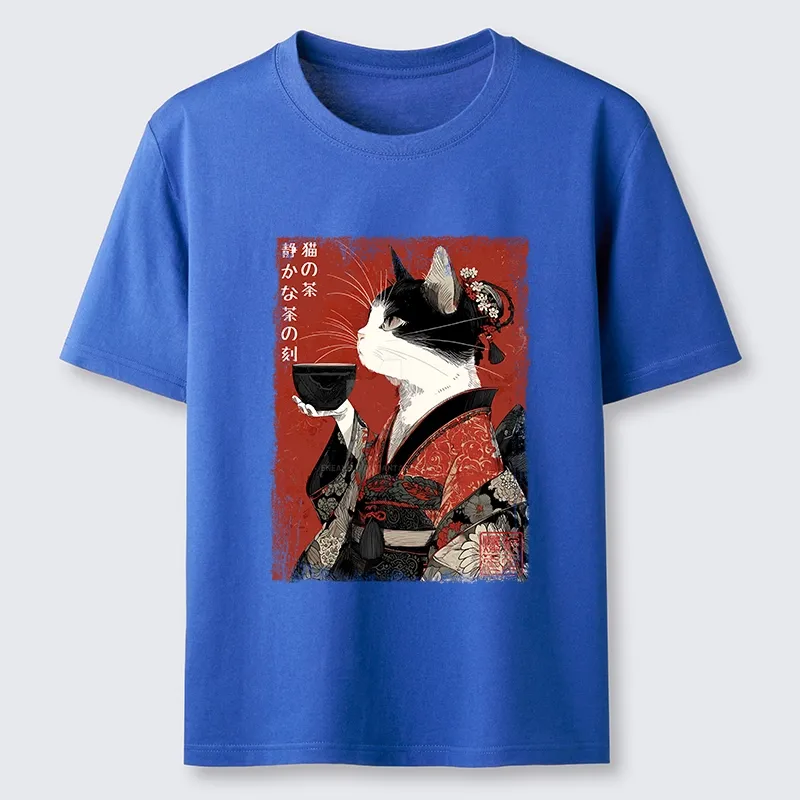Tokyo-Tiger Kimono Tea Cat Red Vintage Ink Art Classic T-Shirt