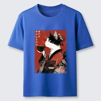 Tokyo-Tiger Kimono Tea Cat Red Vintage Ink Art Classic T-Shirt